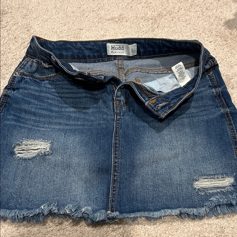 NWOT Distressed Blue Mini Skirt